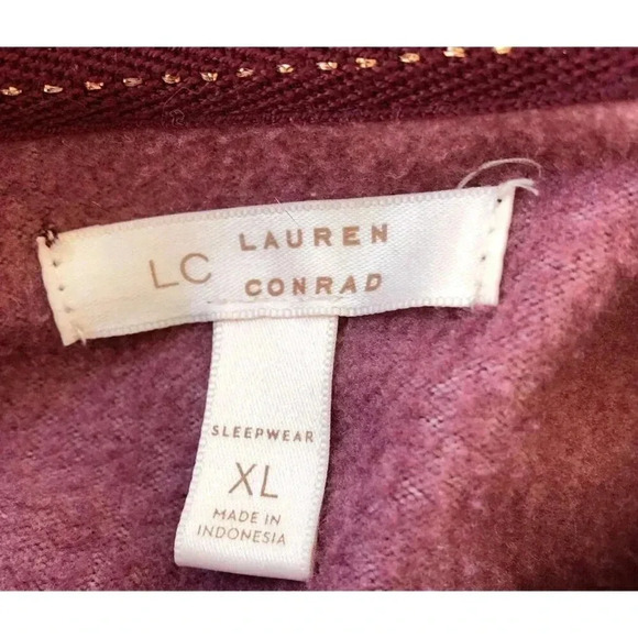 CATS Vintage Y2k Pajama Top MEOW! Animal Sweater Maroon Womens Large - Picture 3 of 6